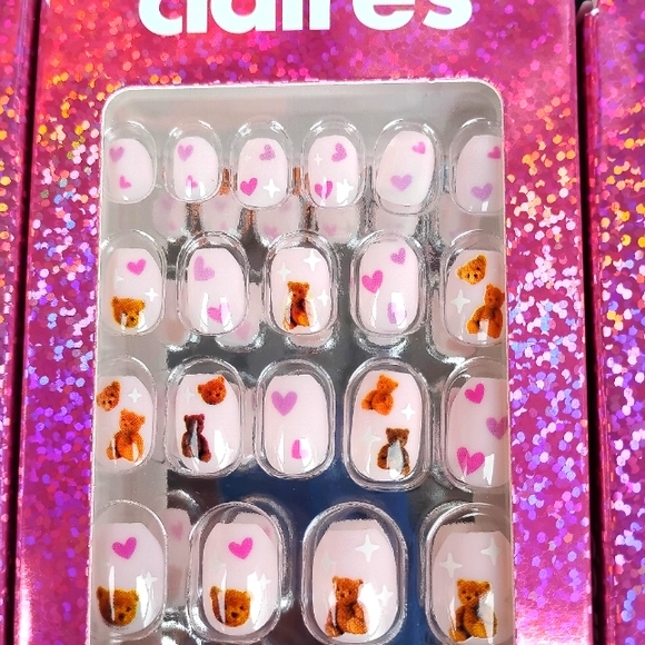WHOLESALE-  Claire's Pink Teddy Bear Nail Set - Picture 1 of 3